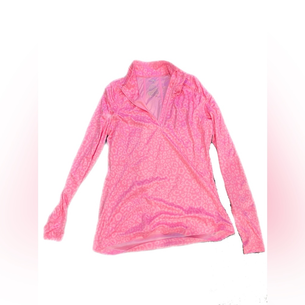 Hot pink cheetah print work out quarter zip